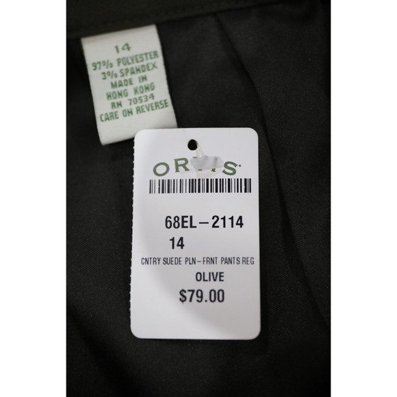 NWT Orvis Women's Plus Pants Sz 14 Green High Waist Slacks Suede Straight Leg - Picture 5 of 11